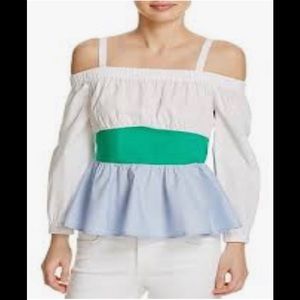 NWT- Endless Rose Cold Shoulder Color-Block Top, M